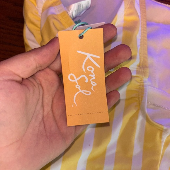 Kona Sol Striped Square Neck One Piece Swimsuit (Large) - Picture 4 of 7